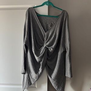 Women’s Gray Knotted Low-Back Top